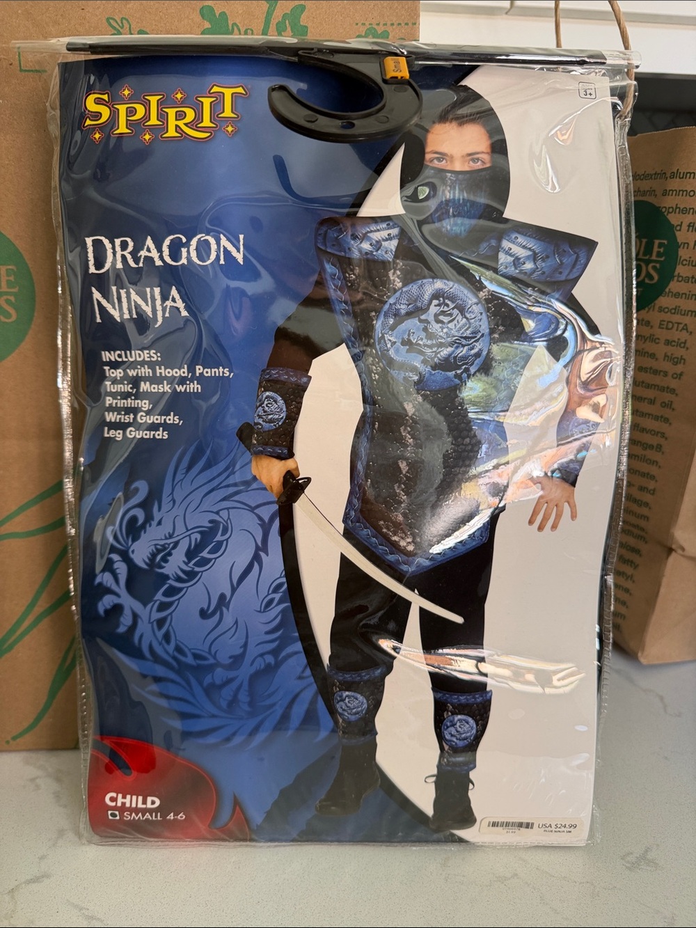Spirit Dragon Ninja Kids Costume - Blue small 4-6
